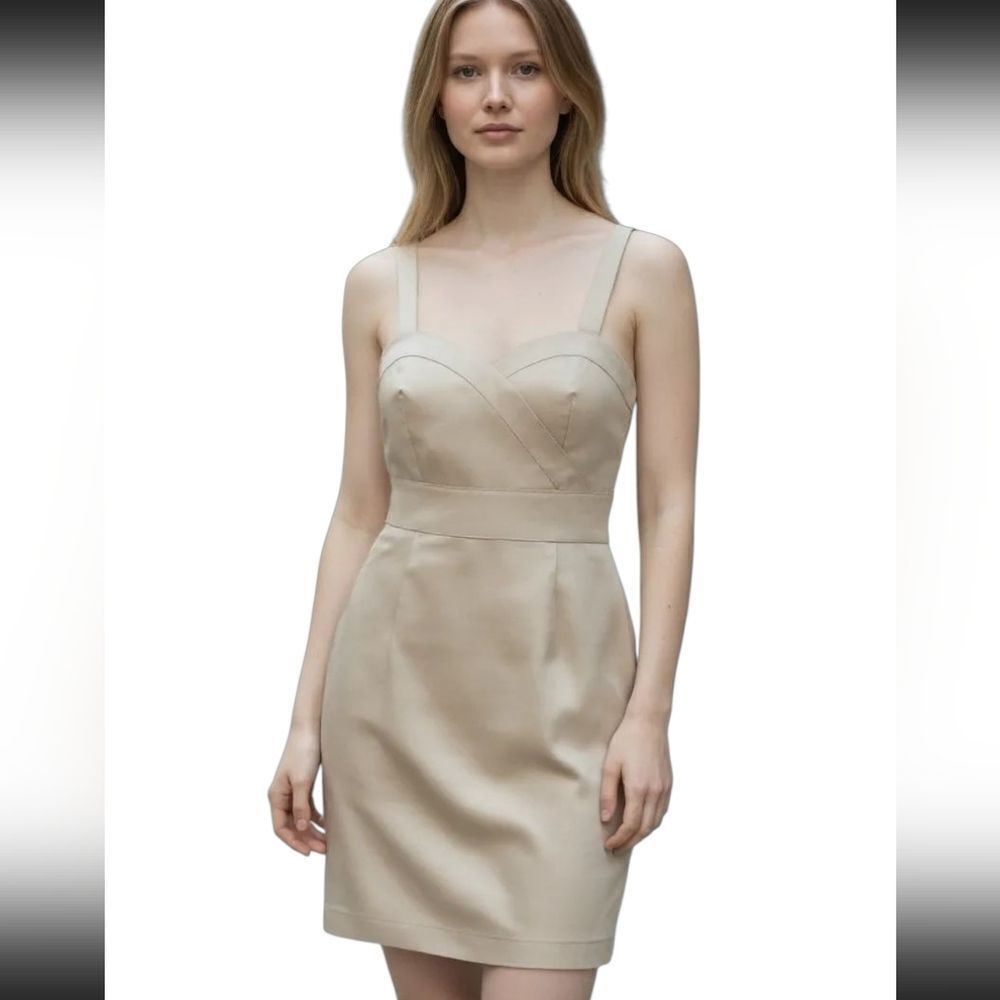 Adorable ROMY sweetheart champagne ivory classic night out dress size L